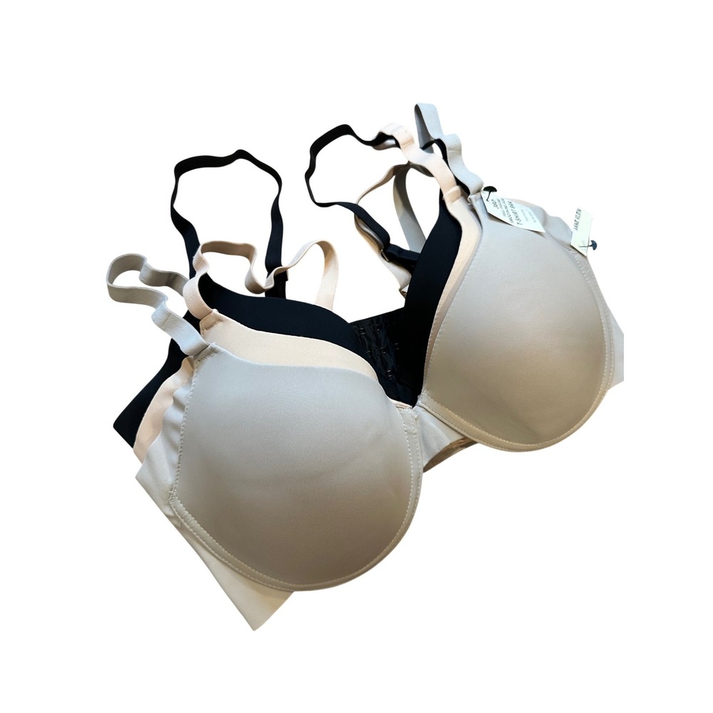 Anne Klein T-Shirt Bra Women 38D Black Beige Grey 3-Pack Full Figure NWT